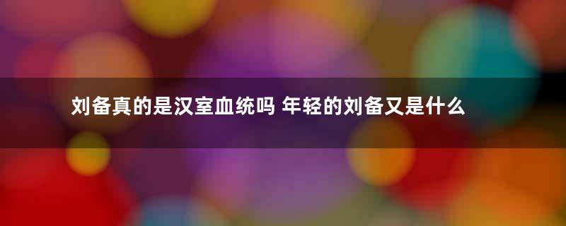 刘备真的是汉室血统吗 年轻的刘备又是什么样的